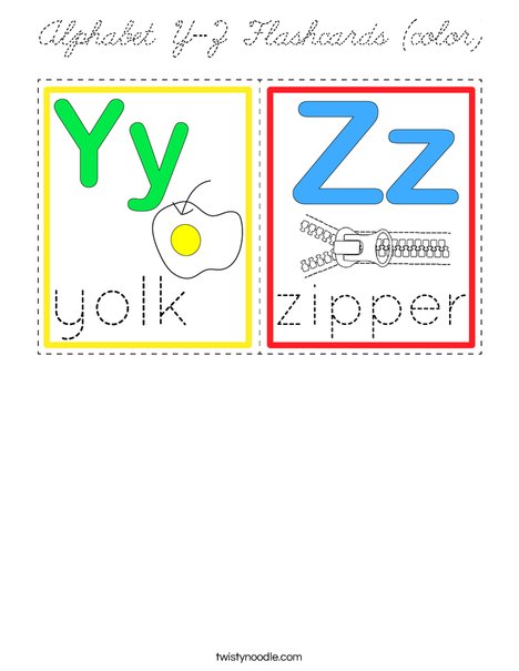 Alphabet Y-Z Flashcards (color) Coloring Page