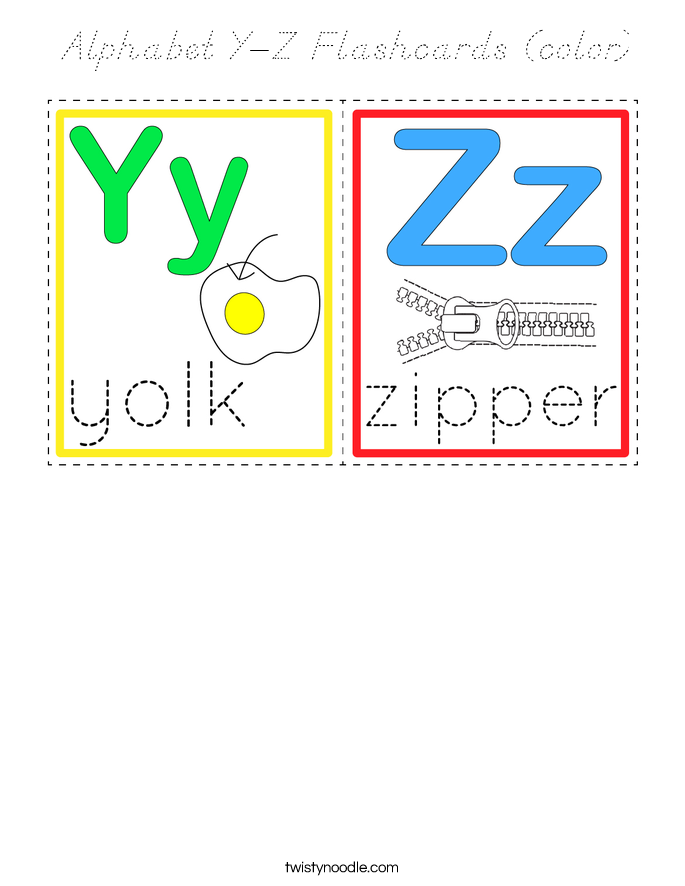 Alphabet Y-Z Flashcards (color) Coloring Page