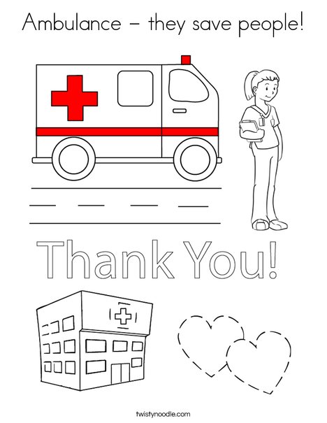 Ambulance They Save People Coloring Page Twisty Noodle