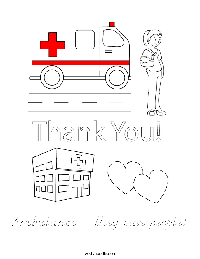Ambulance - they save people! Worksheet