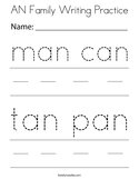 AN Family Writing Practice Coloring Page