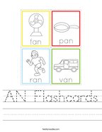 AN Flashcards Handwriting Sheet