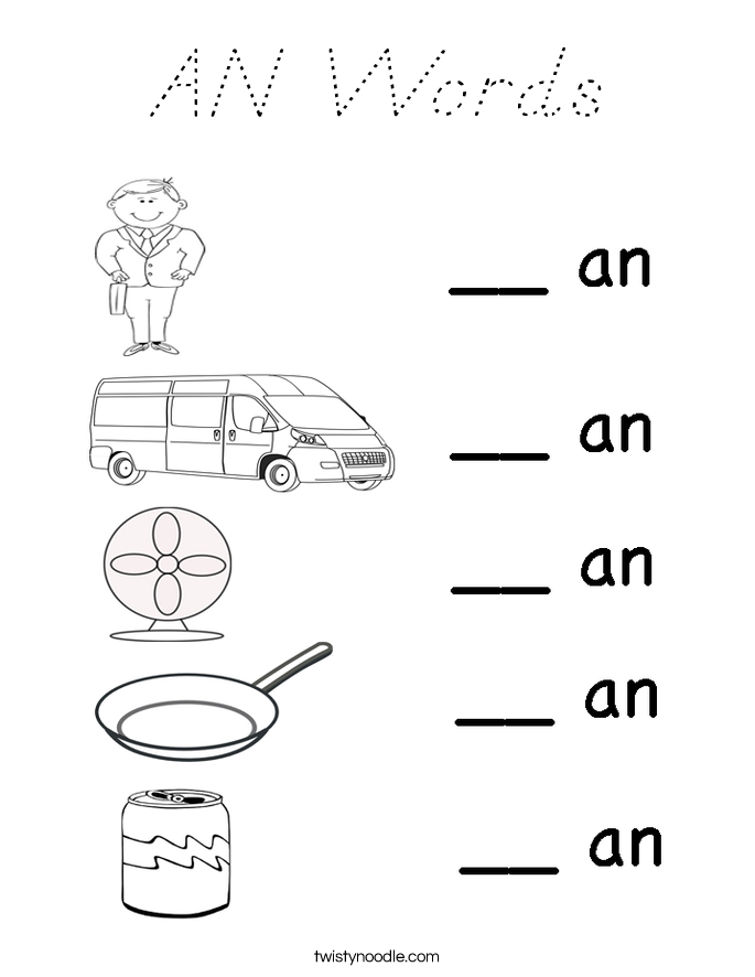 AN Words Coloring Page
