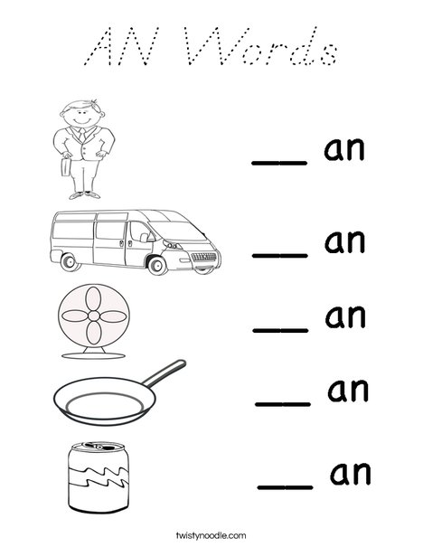 AN Words Coloring Page