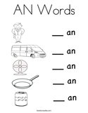 AN Words Coloring Page