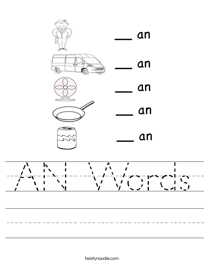 AN Words Worksheet