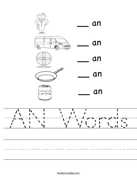 AN Words Worksheet