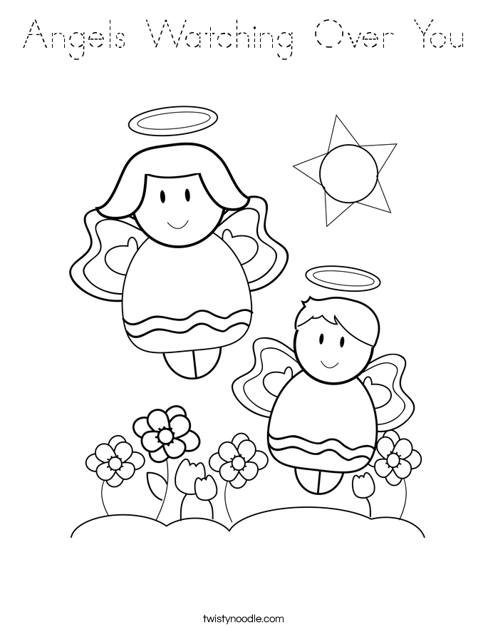 Angels Watching Over You Coloring Page
