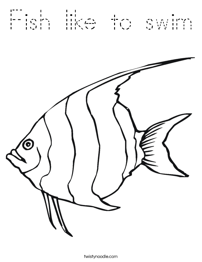 Fish like to swim Coloring Page