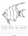 Fish like to swim Worksheet