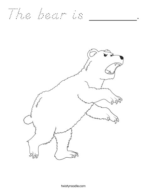 The bear is ______ Coloring Page - D'Nealian - Twisty Noodle