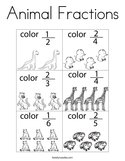 Animal Fractions Coloring Page