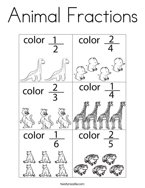 Is animal themed math worksheets fractions