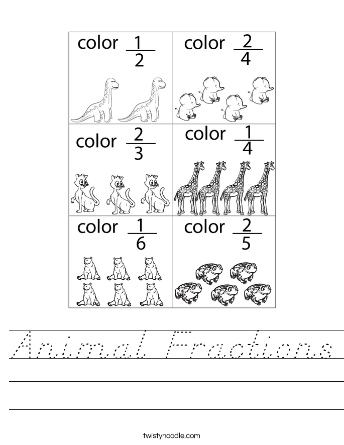 Animal Fractions Worksheet