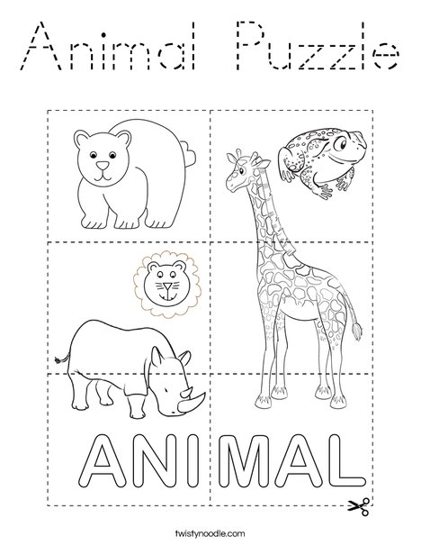 Animal Puzzle Coloring Page