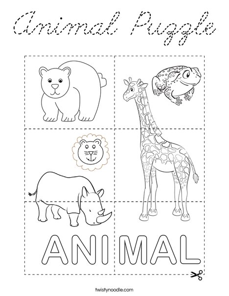 Animal Puzzle Coloring Page