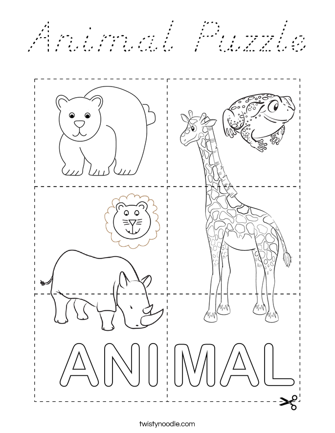 Animal Puzzle Coloring Page