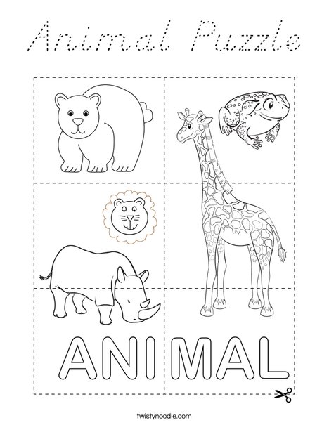 Animal Puzzle Coloring Page