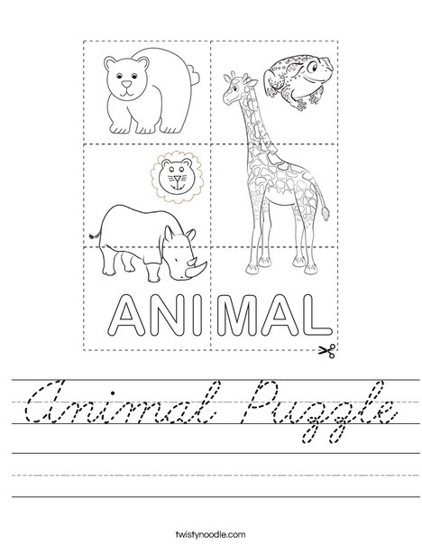 Animal Puzzle Worksheet