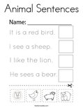 Animal Sentences Coloring Page