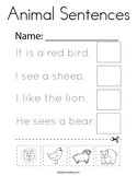 Animal Sentences Coloring Page