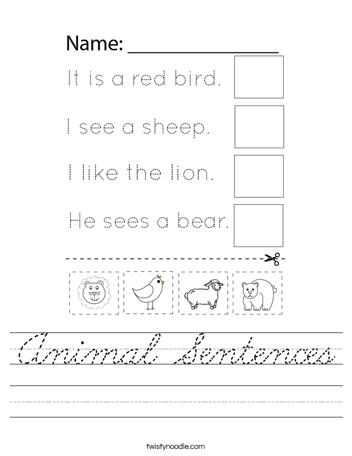 Animal Sentences Worksheet