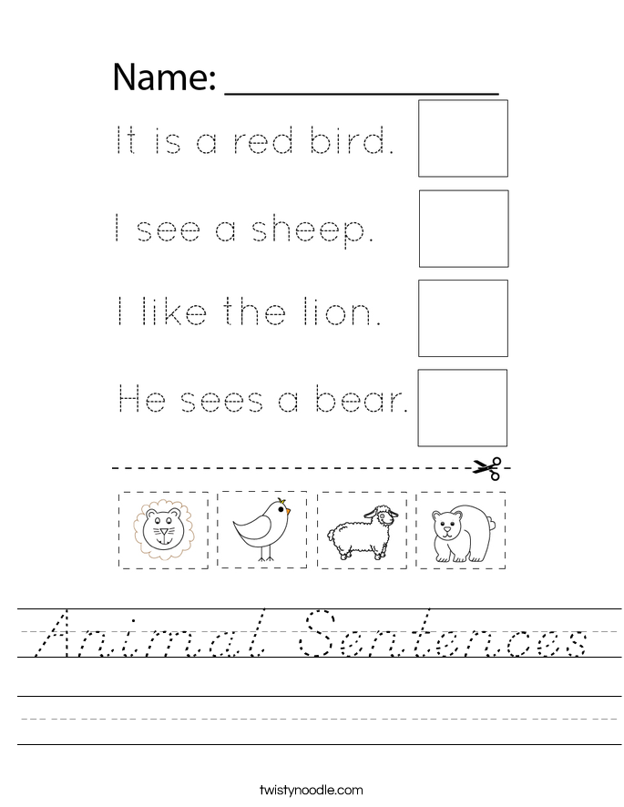 Animal Sentences Worksheet