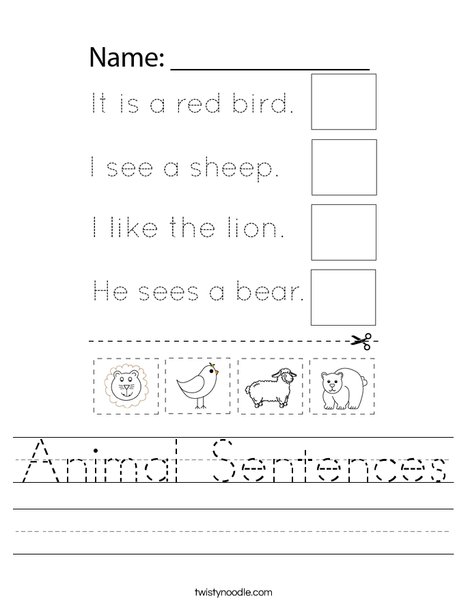 Animal Sentences Worksheet