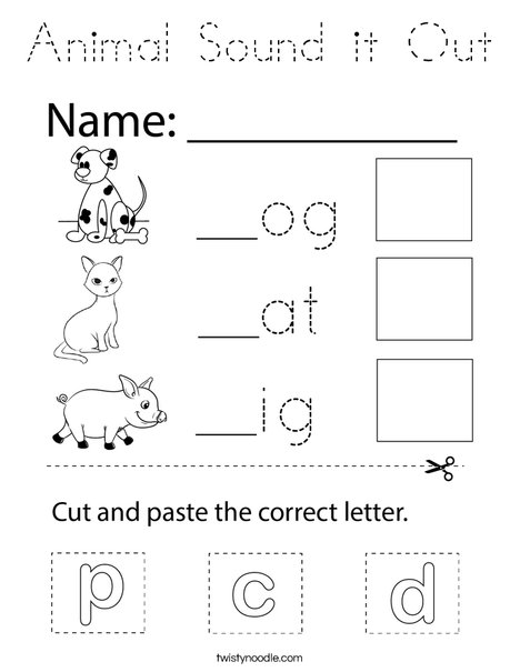 Animal Sound it Out Coloring Page