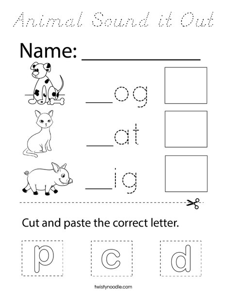 Animal Sound it Out Coloring Page