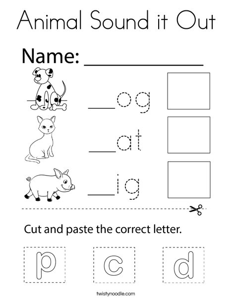 Animal Sound it Out Coloring Page