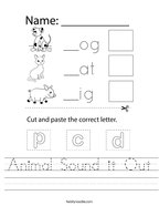 Animal Sound it Out Handwriting Sheet