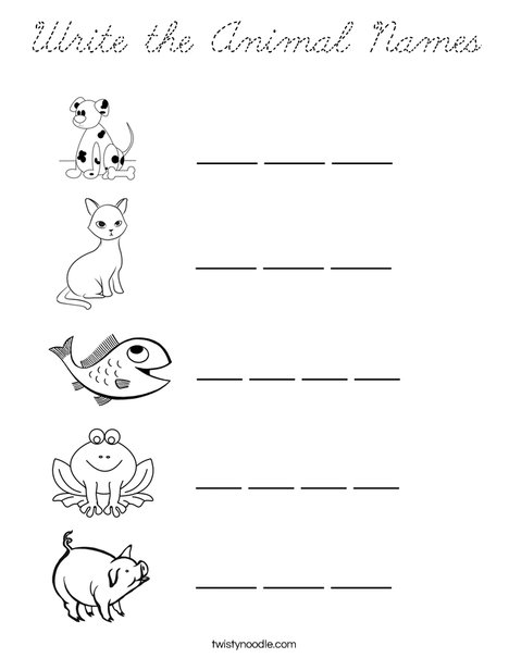 Animal Spelling Coloring Page