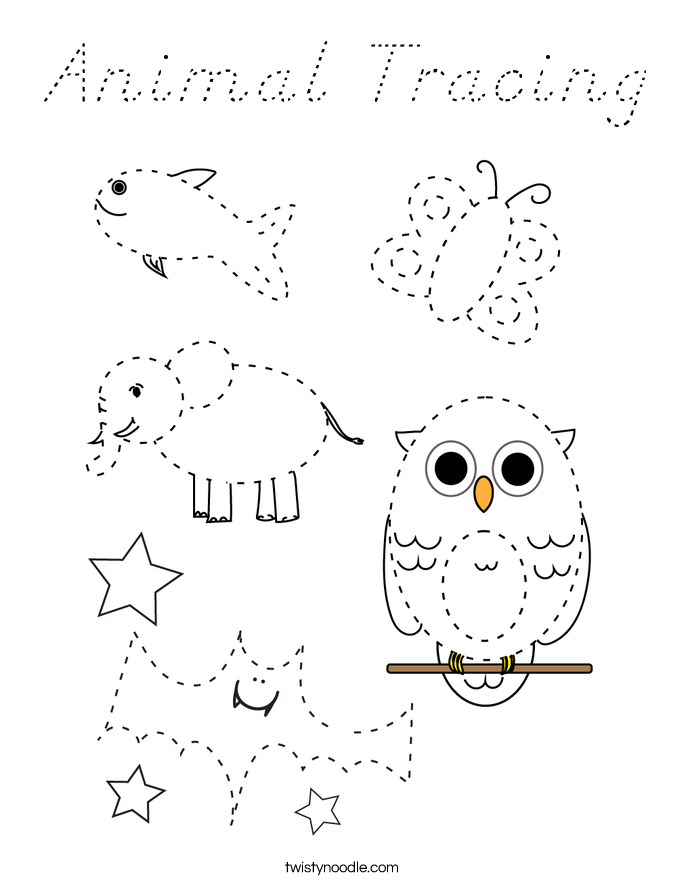 Animal Tracing Coloring Page