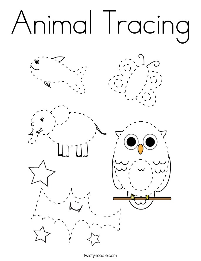 Animal Tracing Coloring Page Twisty Noodle