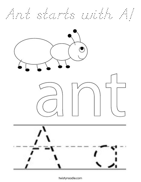 Ant starts with A! Coloring Page