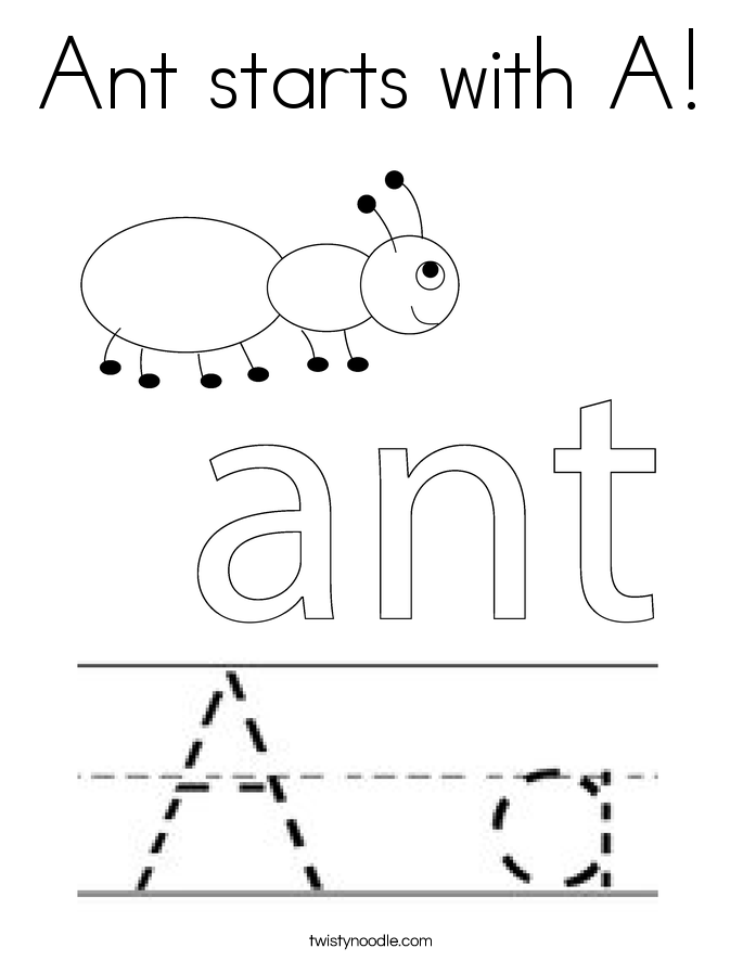 Ant starts with A! Coloring Page