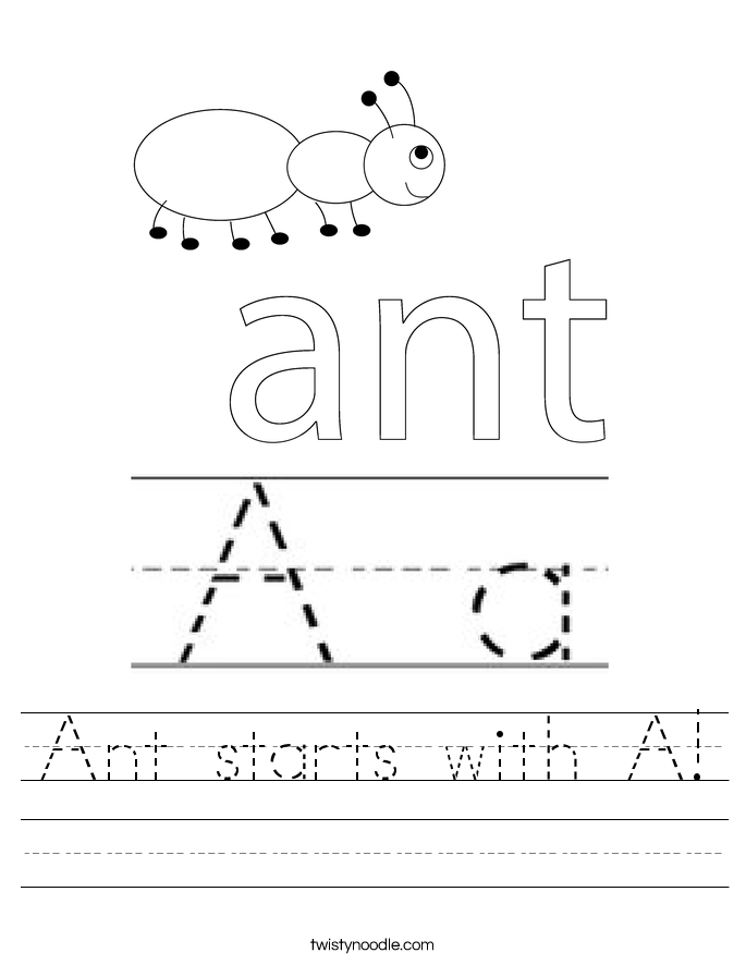 Ant starts with A! Worksheet