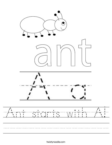 Ant starts with A! Worksheet