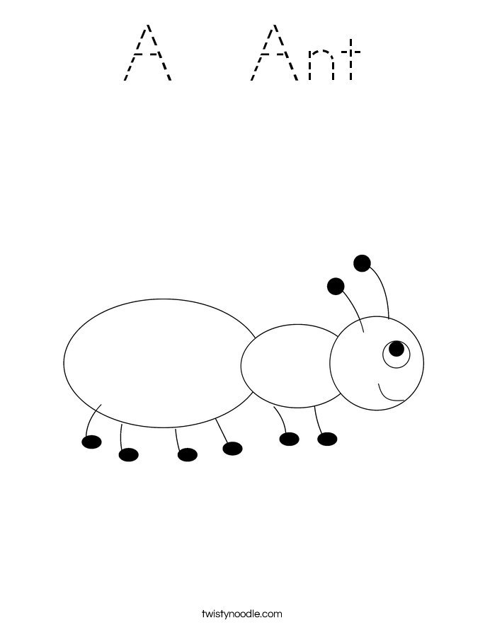 A  Ant Coloring Page