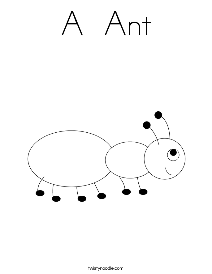 A  Ant Coloring Page