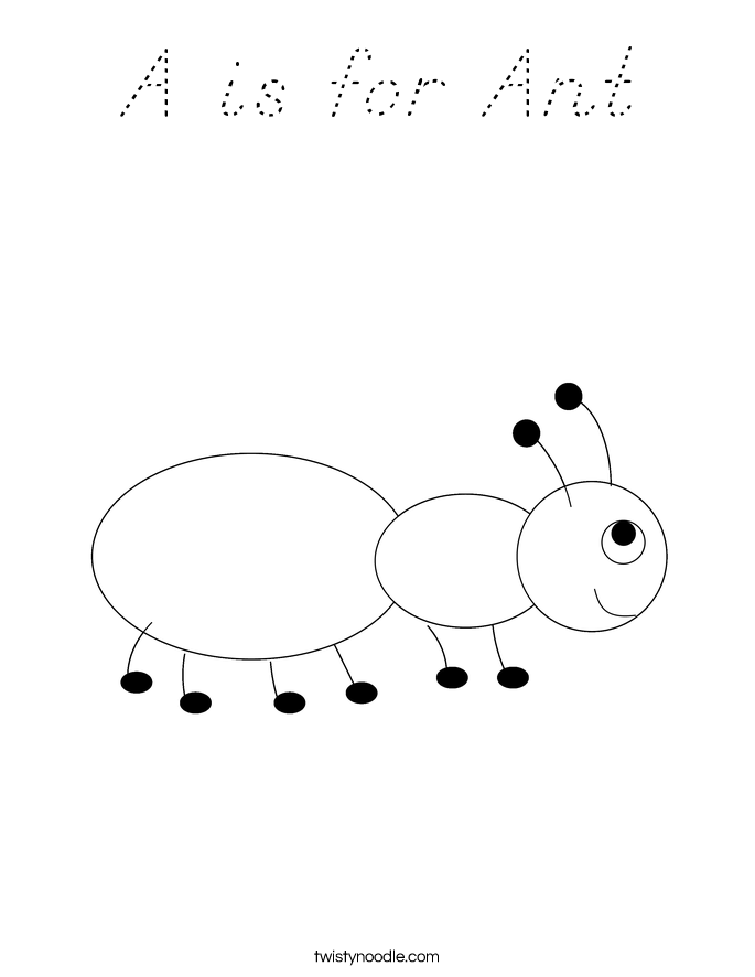 A is for Ant Coloring Page