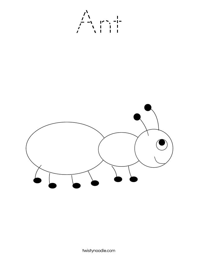 Ant Coloring Page - Tracing - Twisty Noodle