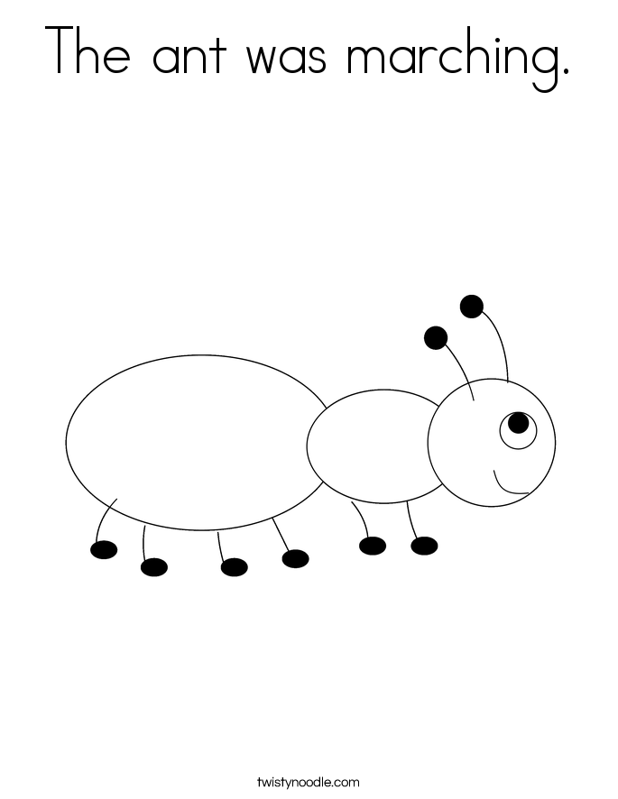 The ant was marching. Coloring Page