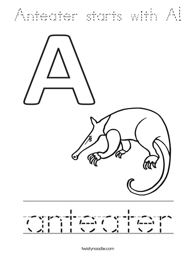 Anteater starts with A! Coloring Page
