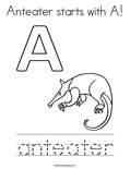 Anteater starts with A! Coloring Page
