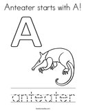 Anteater starts with A Coloring Page