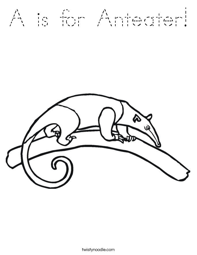 A is for Anteater! Coloring Page