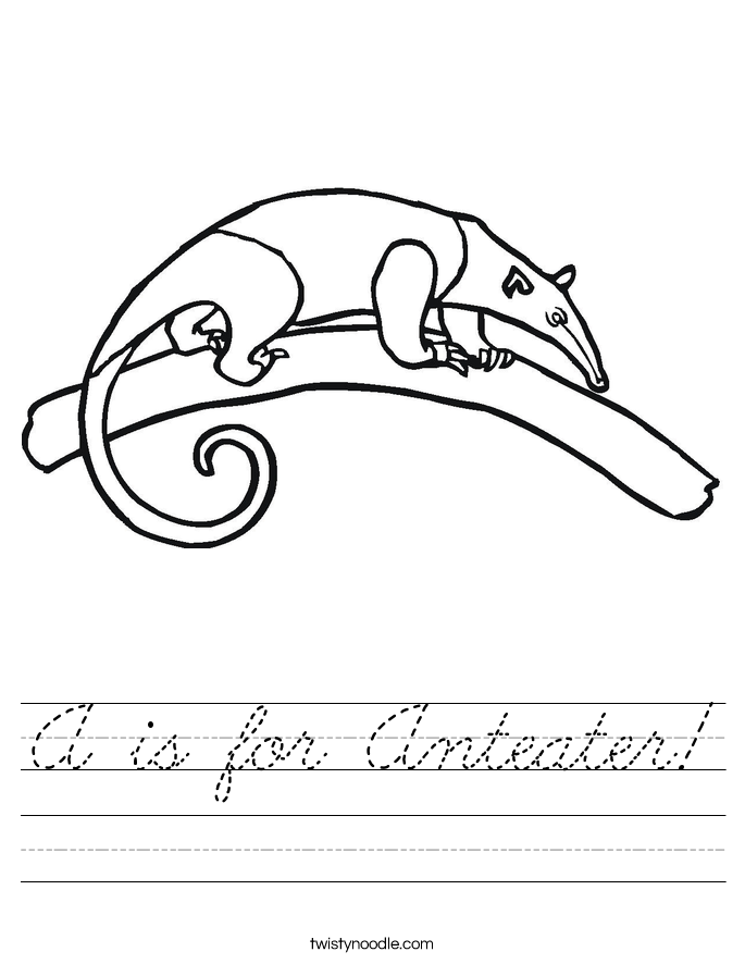 A is for Anteater! Worksheet