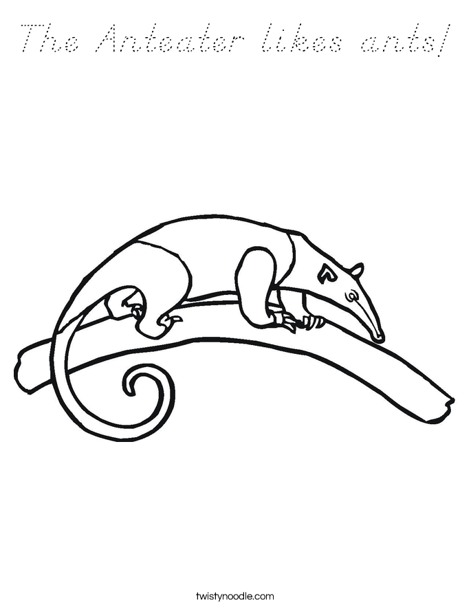 The Anteater likes ants! Coloring Page